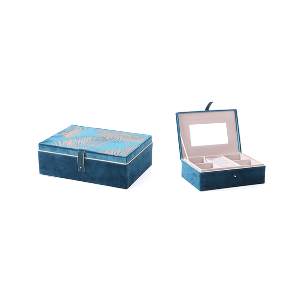 Boîte à bijoux à deux compartiments avec miroir/boîte à bijoux en velours imprimé 31*22*11CM