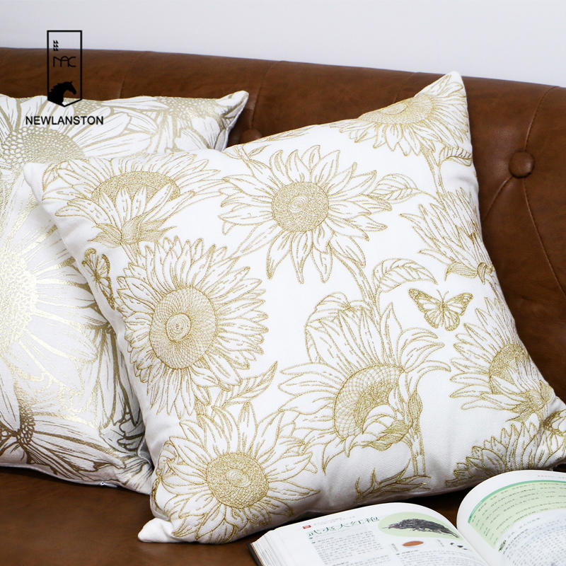 Taie d'oreiller de salon pour canapé carré taie d'oreiller décorative housse de coussin décorative avec motif de fleurs
