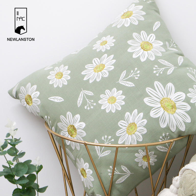 Housse de coussin décorative, taie d'oreiller de canapé, taie d'oreiller de salon avec fleur blanche