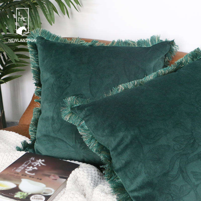 Taie d'oreiller décorative carrée verte foncée, housse de coussin, canapé, salon, taie d'oreiller avec papillon