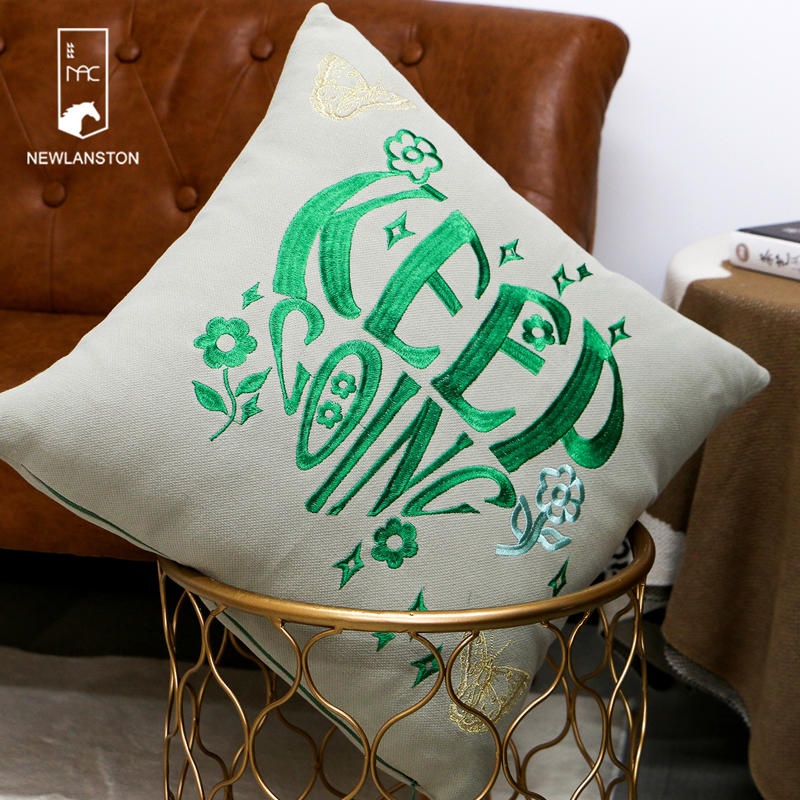 Taie d'oreiller carrée pour canapé salon housse de coussin décoration taie d'oreiller avec motif vert